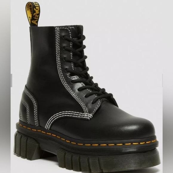 Dr martens AUDRICK WHITE STITCH LEATHER PLATFORM LACE UP BOOTS - Picture 2 of 15